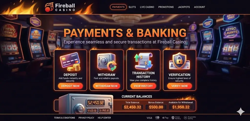 Fireball Casino befizetés és kifizetés