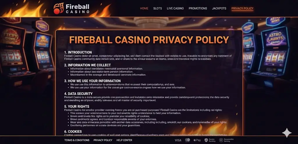 Fireball Casino adatvédelmi szabályzat