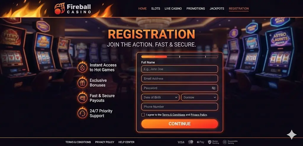 Fireball Casino regisztráció